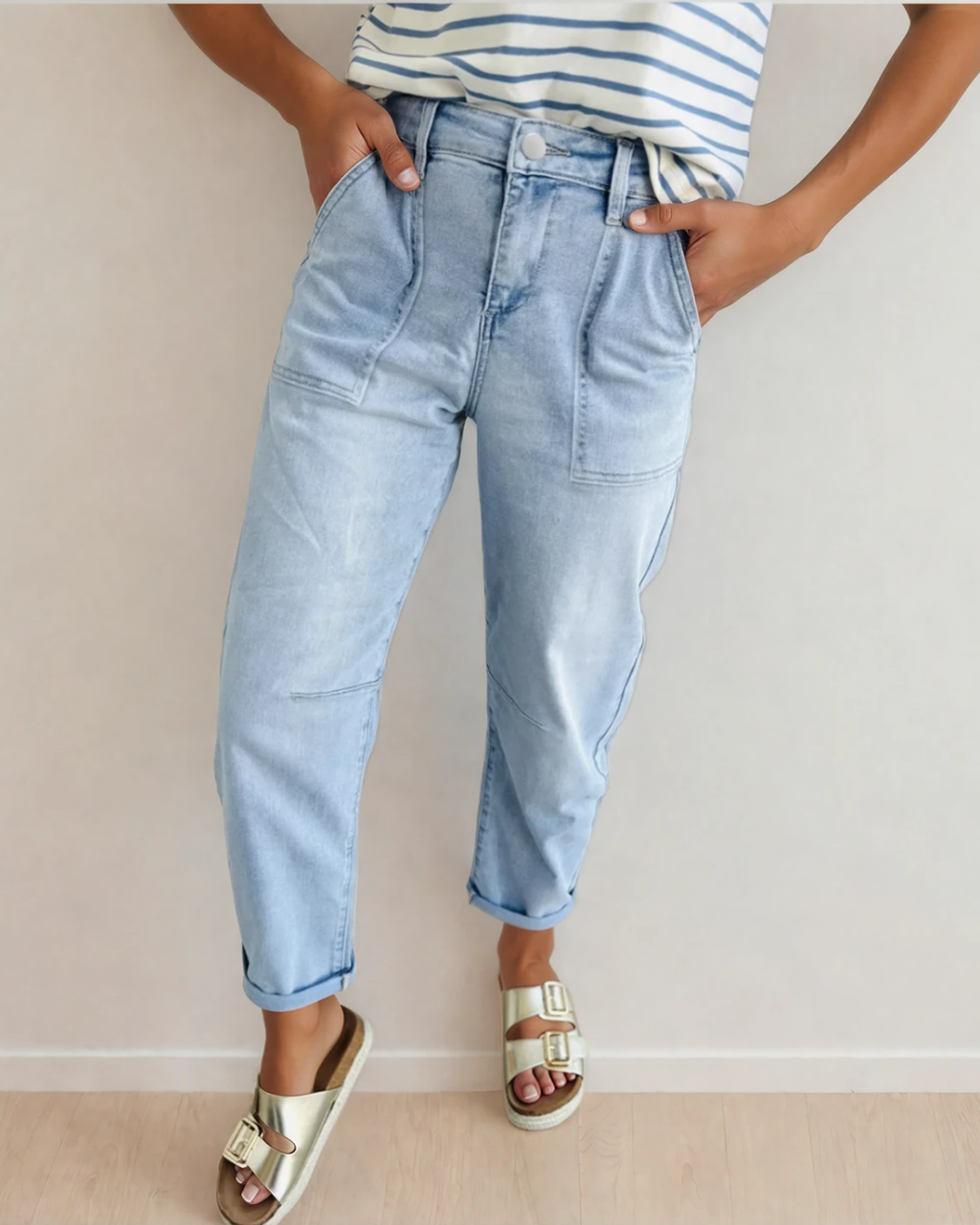 Calla High Rise Relaxed Patch Pocket Jeans